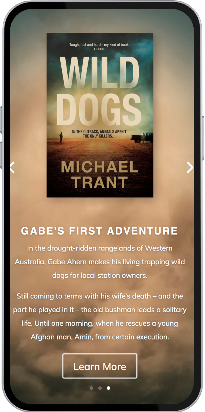 Michael trant autor mobile mockup-2